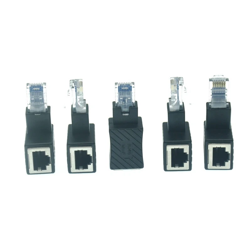 90 degree up and down, left and right bend CAT5e / CAT6 adapter Ethernet, female Ethernet and 270 degree RJ45 / 8p8c, adapter