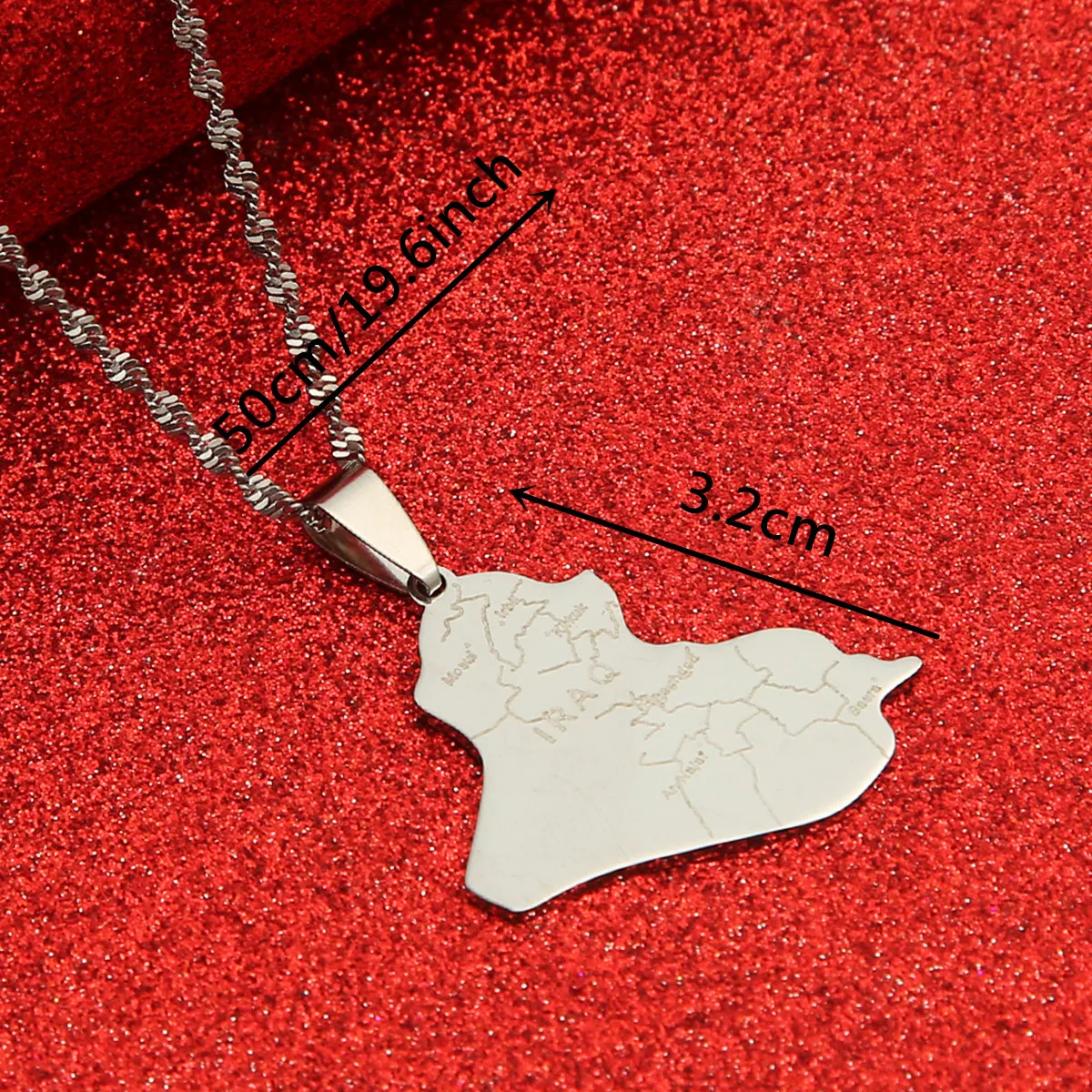 Iraq Map National Map of Iraq Pendant Necklaces Jewelry For Women Men Iraqi Gift