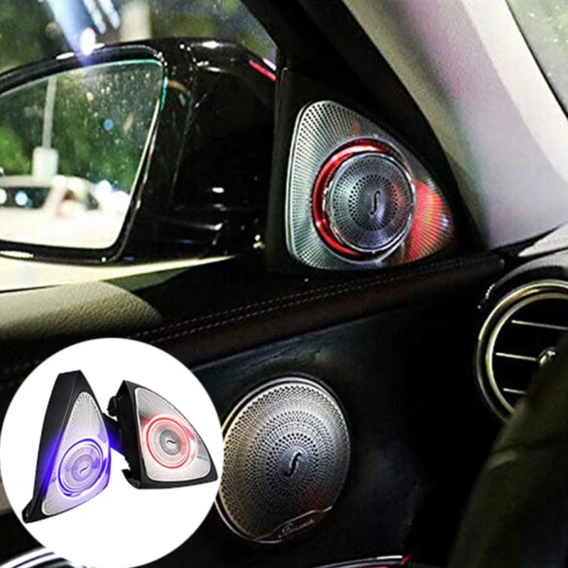 Car Interior 3 Colors Led Ambient Light 3D Rotary Tweeter Speaker For Mercedes-Benz C Class W205 C180,C200 C250 C300,C350