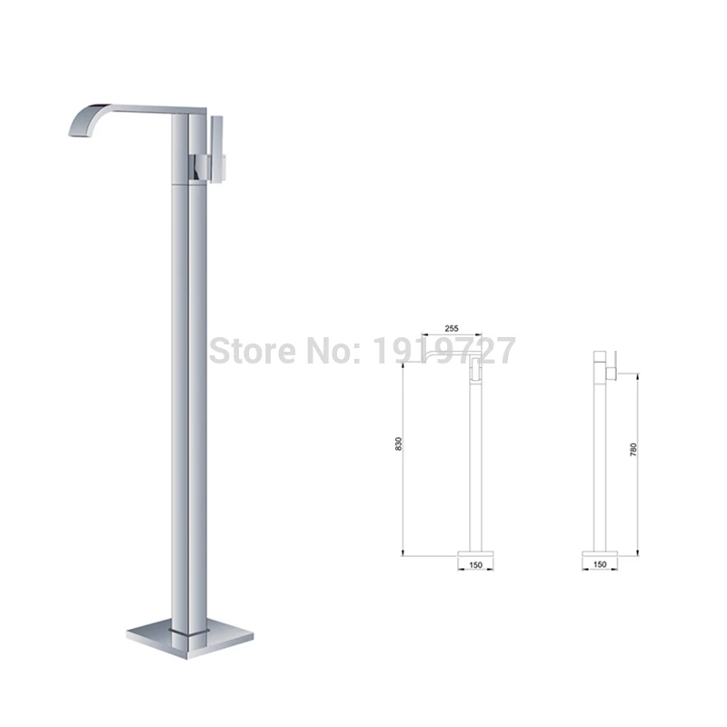 Vidric Hot Sale Wholesale And Retail Fashion Design Chrome Bathroom Tub Mixer Faucet Floor-Type Bathtub Mixer Tap