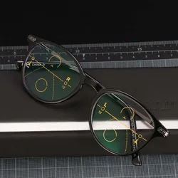 lntelligent zoom Near and far dual-purpose men's reading glasses progressive multifocal women's anti-blue ray protection