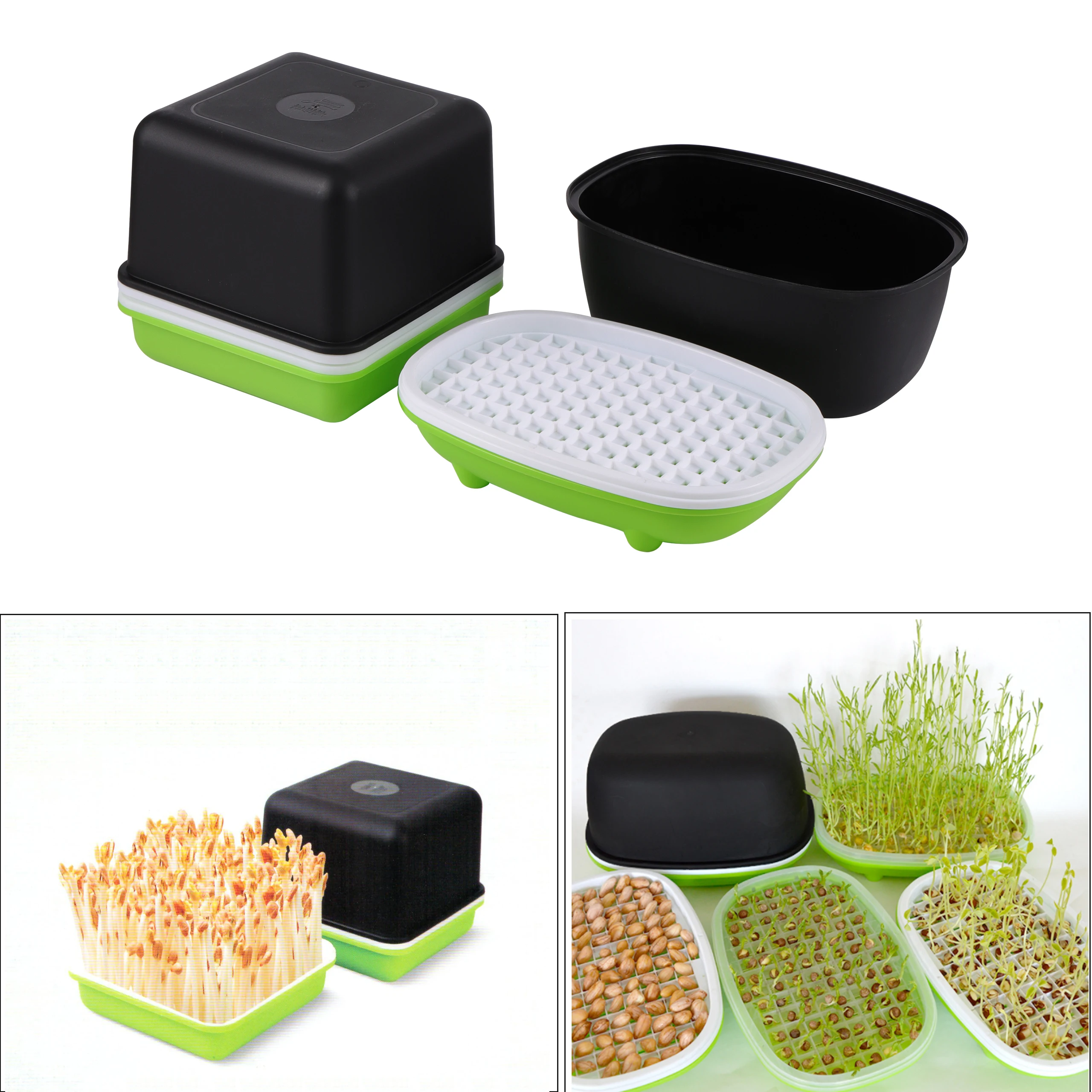 Home Garden Hydroponic Peanut Sprout Box Bean Pea Wheat Seedling Sprouter Tray Cat Grass Grow Germination Soilless Planting Pot