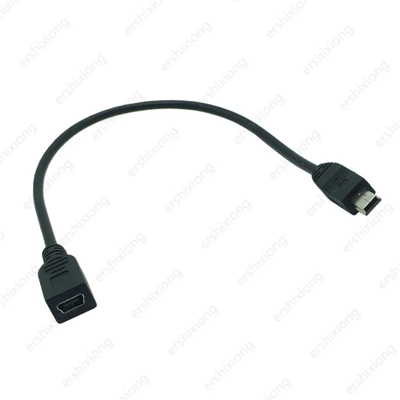 Mini USB Extension Cable 5Pin Male Plug to Female Jack Data Adapter Lead Cable UP/Down/Left/ Right Angle 90 Degree Cord 25cm