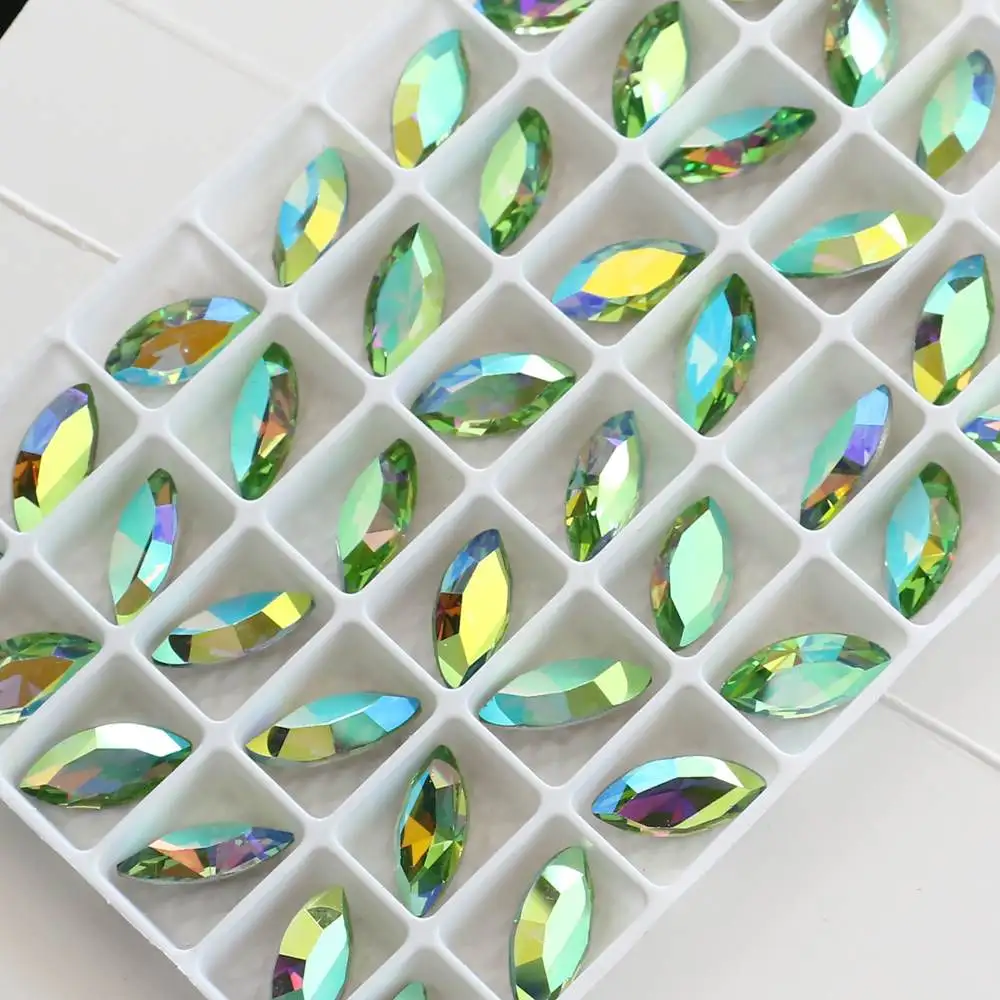 Crystal Stones Horse Eye Navette K9 Glass Glue On Strass Rhinestones Appliques For Clothes Crafts Jewelry Nailart Decorations