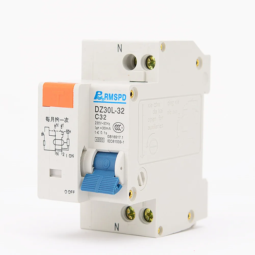 DZ30LE TPNL DPNL 230V 1P+N Residual current Circuit breaker with 10A 16A 20A 32A current Leakage protection RCBO RCCB ELCB MCB