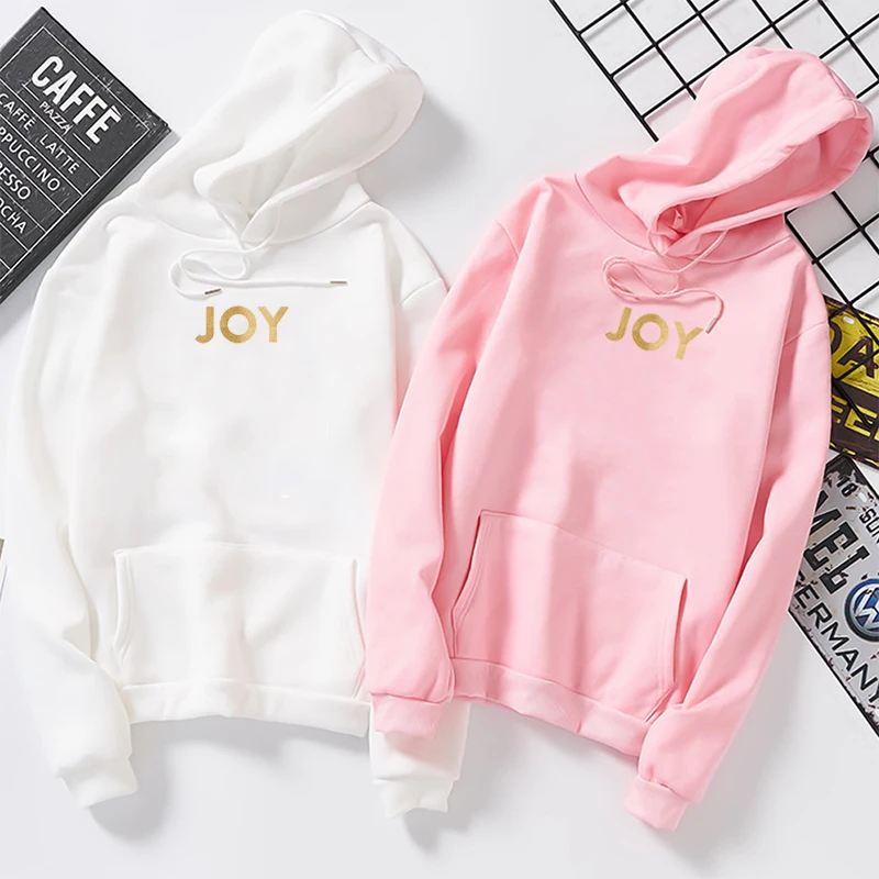 

Womens Pullovers Korean Women Oversize Leisure Letter Printed Long Sleeve Hooded Ladies Streetwear Sweatshirts JOY Hoodies