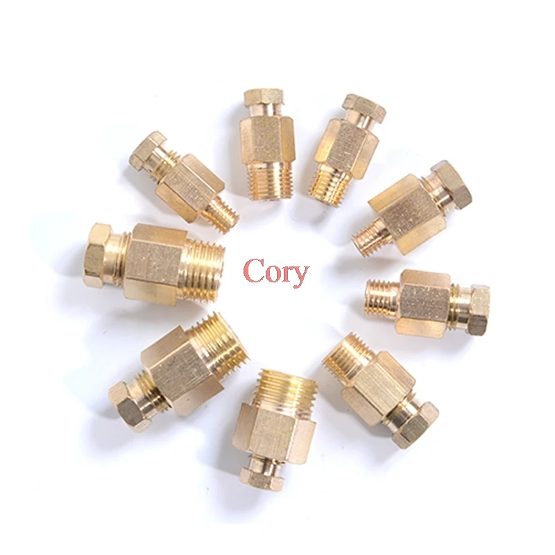 1Pc Compression Ferrule Tube hexagon nipple 4 6 8mm OD Tube Connector Machine  lubrication Brass oil Pipe Fitting adapter CZYC