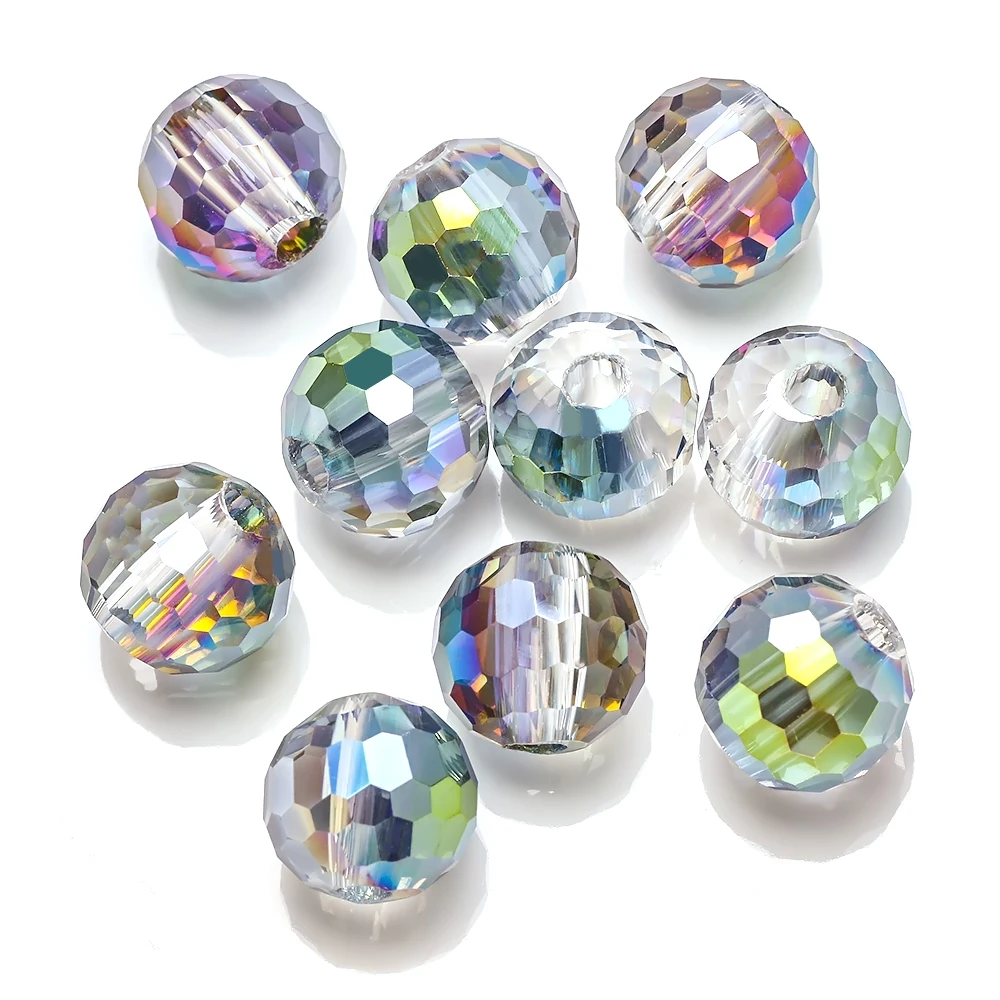 10pcs Austria Glass Round Beaded 14/16mm Natural Stone Big Hole Beads Cheap Beading DIY Making Charms Necklace Crystals Jewelry