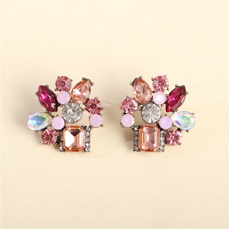 JURAN New Vintage Simple Design Wholesale Earring For Women Fashion Jewelry Bohemian Statement Crystal Stud Earrings Brincos