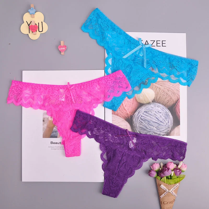 8color Gift full beautiful lace Women's Sexy lingerie Thongs G-string Underwear Panties Briefs Ladies T-back  1pcs/Lot 169 image 2
