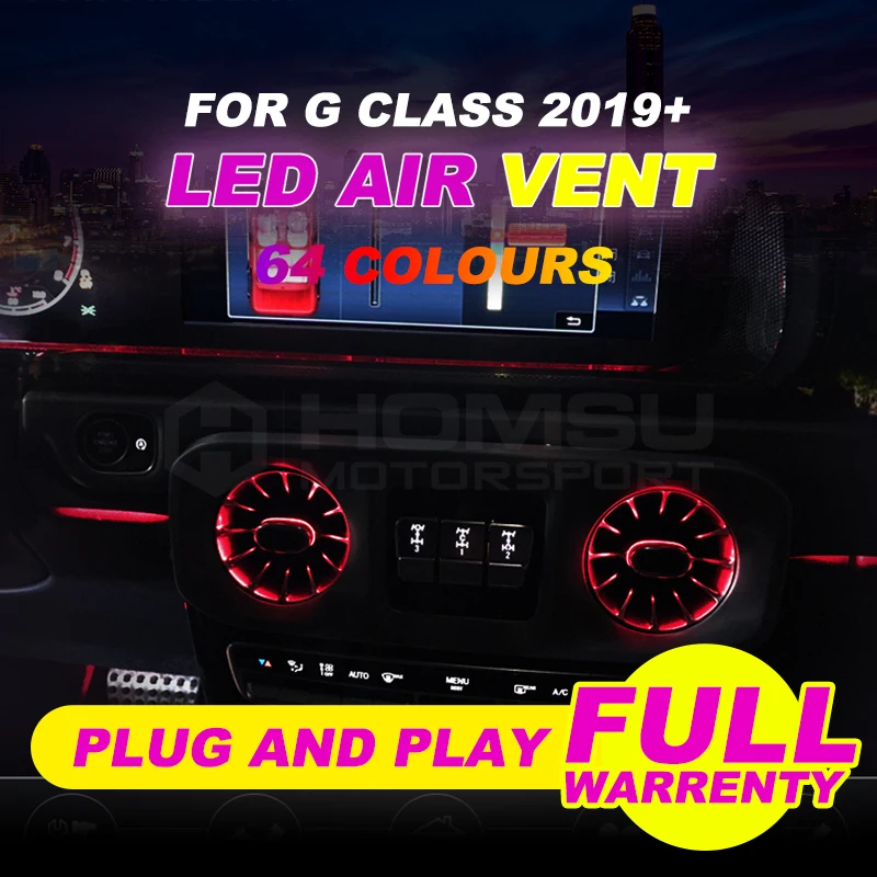 For G class W463 G35 G500 LED turbine air vent LED air condition vent synchronized with ambient light air vent 64 colors