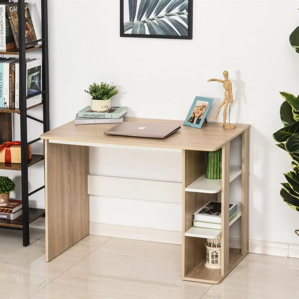 HOMCOM desktop with shelf 3 levels 100x55x74cm large surface wood 30 kg