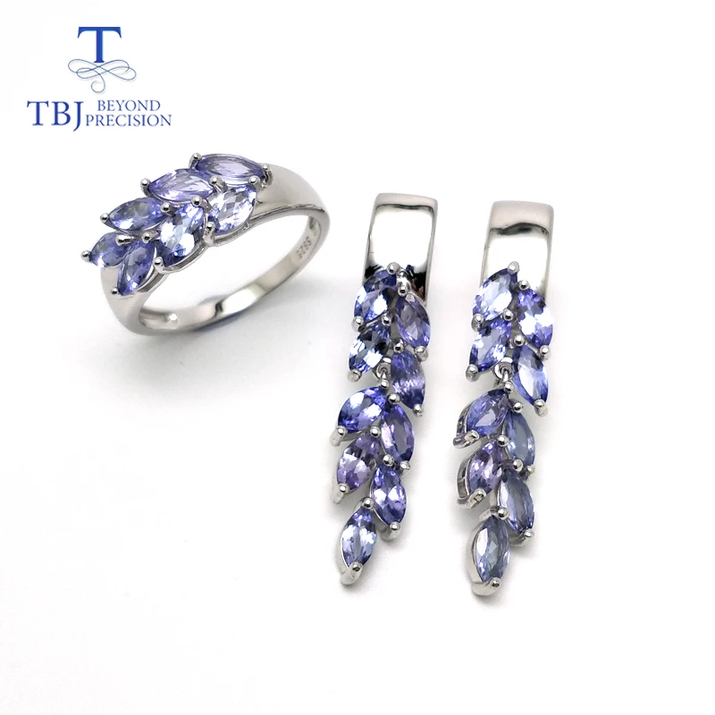 Natural gemstone tanzanite 925 sterling silver earring&rings fine jewelry for women Black Friday and Christmas gift