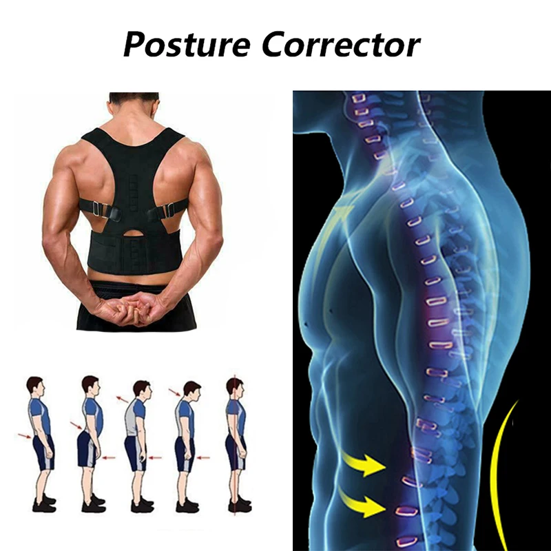 Back-Belt Adult Magnetic Posture Corrector Adjustable Correction Waist Trainer Shoulder Lumbar Brace Spine Support Straight Belt