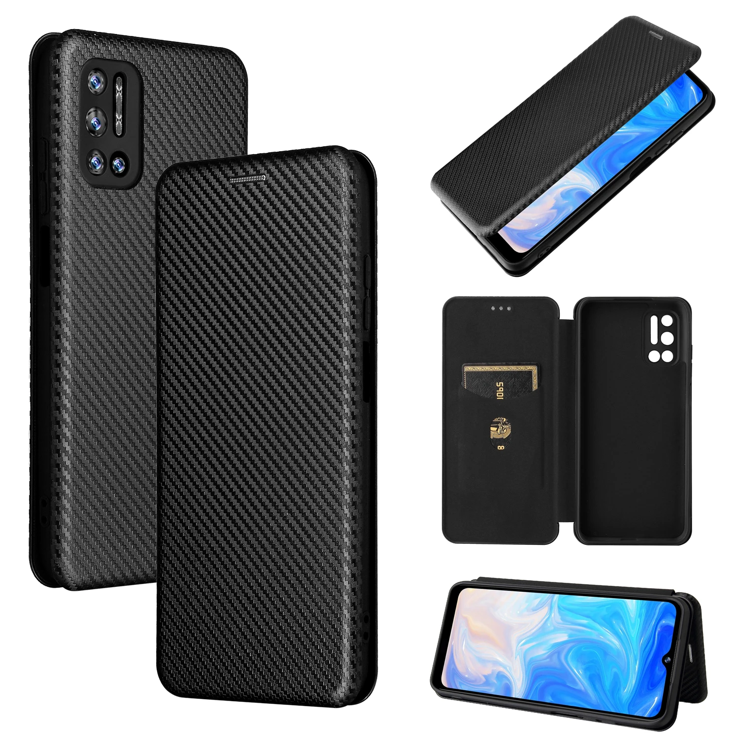 For Doogee N40 Pro Case Carbon Fiber Flip Leather Case For Doogee N40Pro N 40 Business Magnetic Wallet Card Slot Slim Cover