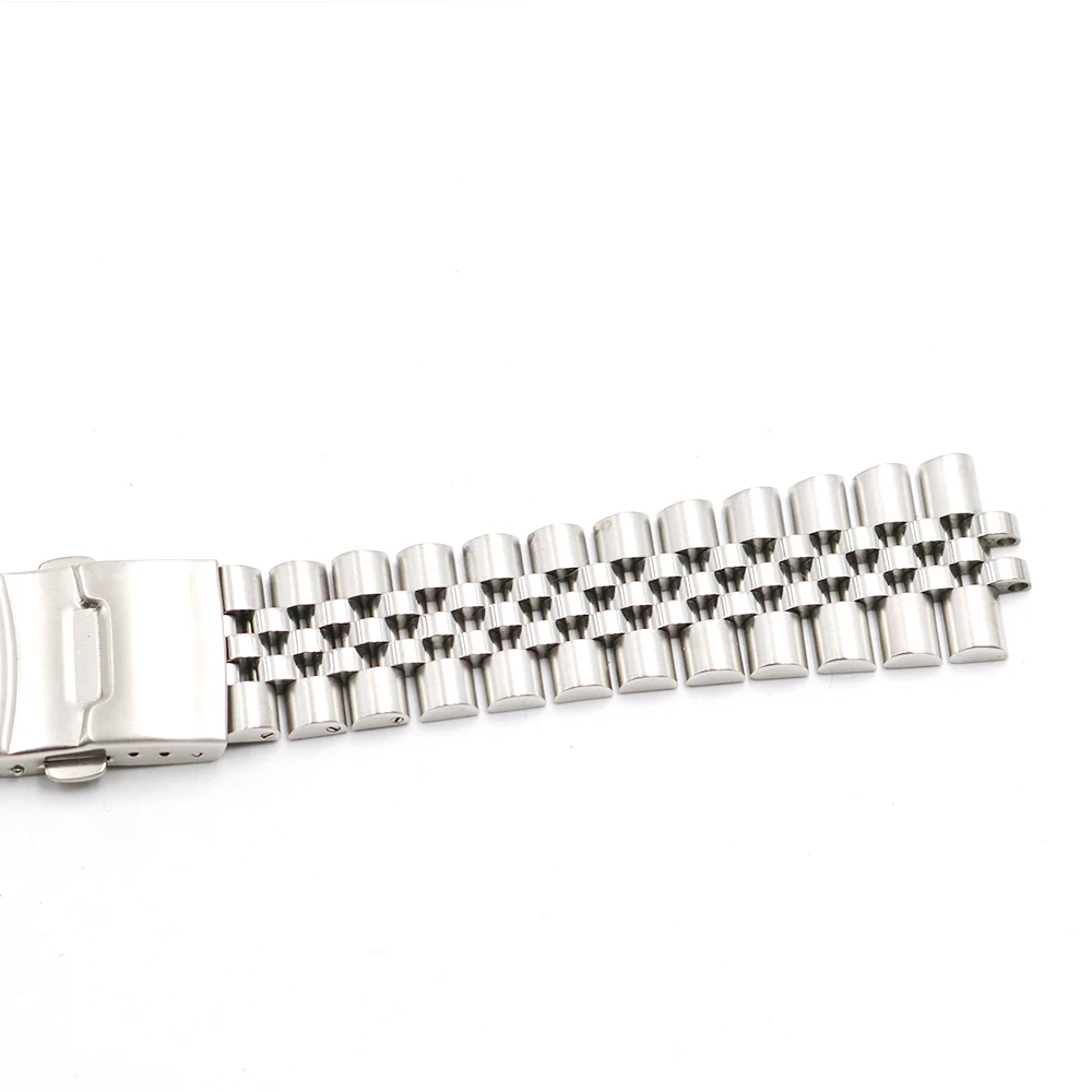 CARLYWET 22mm Sliver Watch Band Jubilee Bracelet Hollow Curved End Solid Screw Links Stainless Steel Silver For Seiko SKX 007