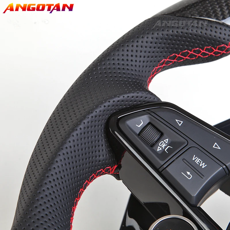 Carbon Fiber Steering Wheel Fit For Audi  R8 TT TTs  Sport Car volante esportivo Perforated Leather