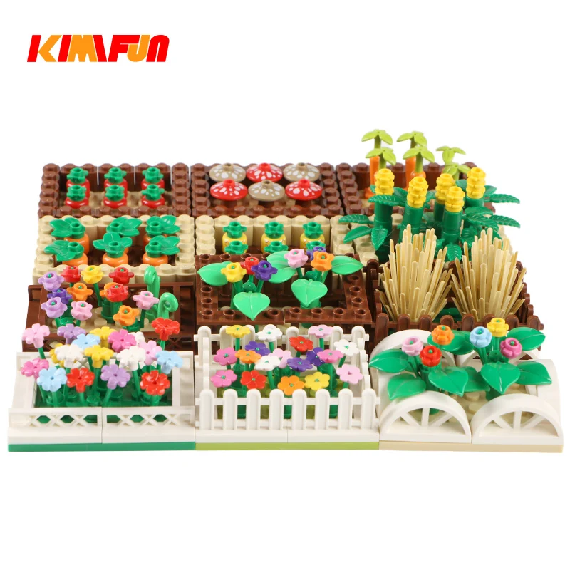Moc Plant Grass Vegetables Building Blocks City Crops Radish Street View Garden DIY Bricks Parts Flower Set Meal