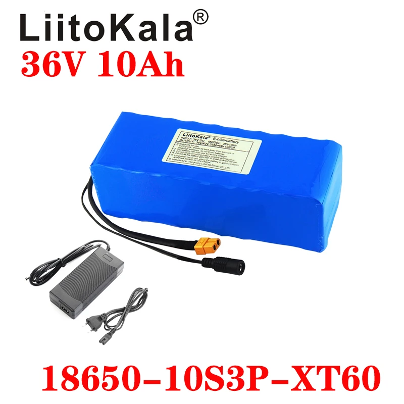 LiitoKala 36V 10S3P 10Ah 500W High Power Capacity 42V 18650 Lithium Battery Pack Ebike Electric Car Bicycle Motor Scooter BMS