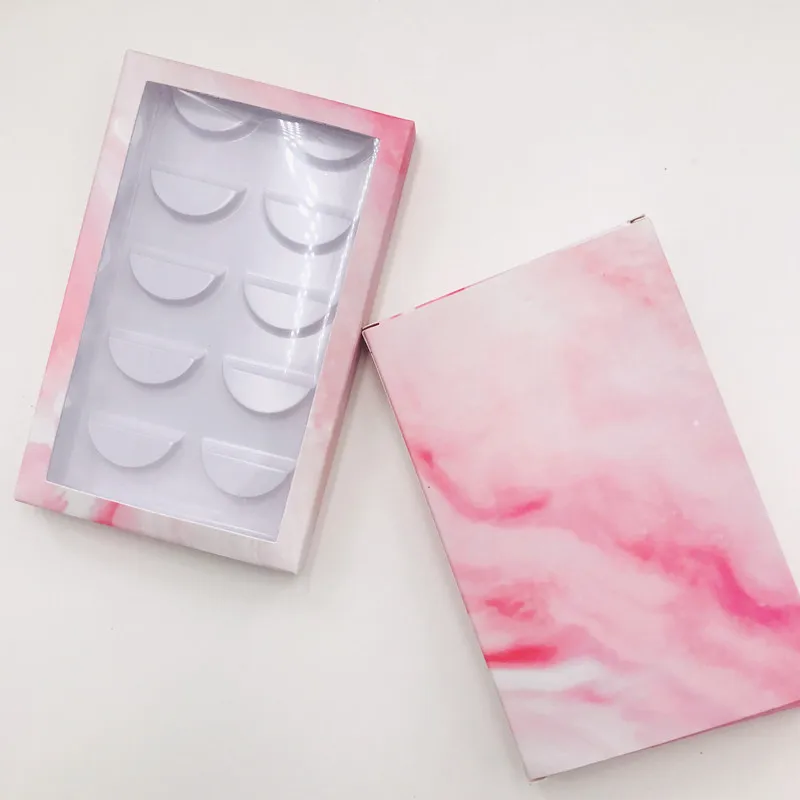 Wholesale customazition lashes packing 5 pairs lashes boxes pink marble eyelashes box