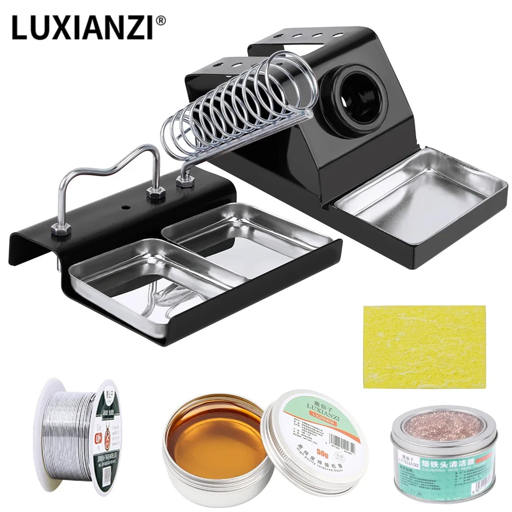 LUXAINZI Electric Soldering Iron Stand With Clean Sponge High temperature Resistance Metal Support Station Soldering Iron Frame