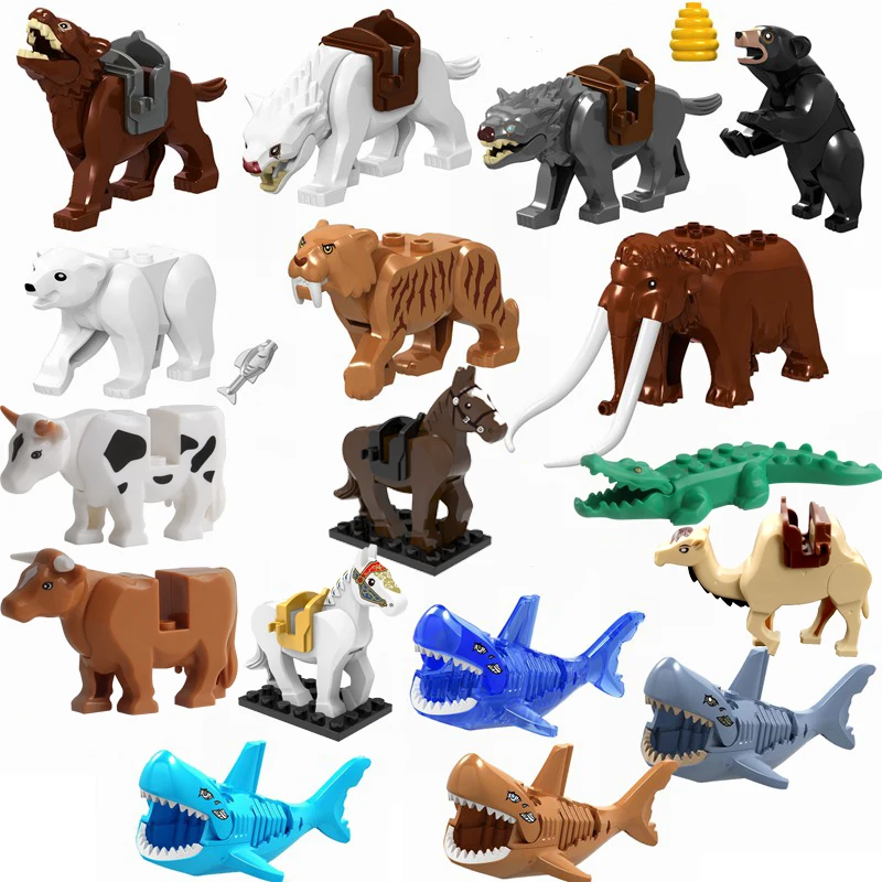 Locking Animals Scorpion Suit Bear Tiger Shark Horse Building Block Toys for Children Compatible With Locking Animals Kids Gifts