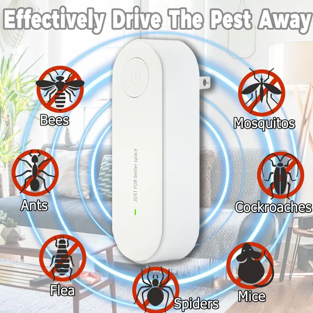 2 Pack Ultrasonic Insect Repellent Electronic Mosquito Repellent Mice Spider Cockroach Insecticide Pest Control