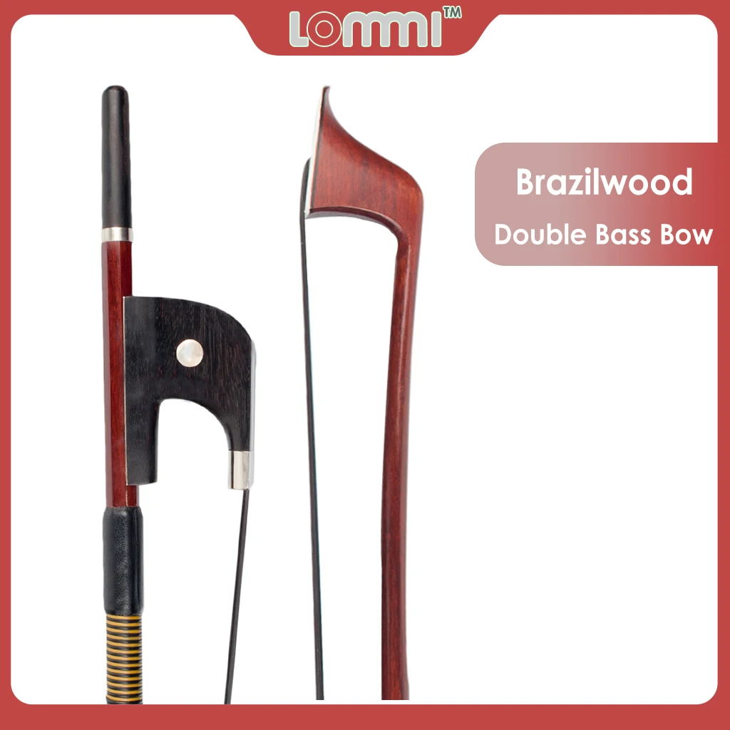 LOMMI w stylu niemieckim kontrabas łuk 4/4 rozmiar Brazilwood kij heban żaba prosty kij gładka powierzchnia biały koński włos