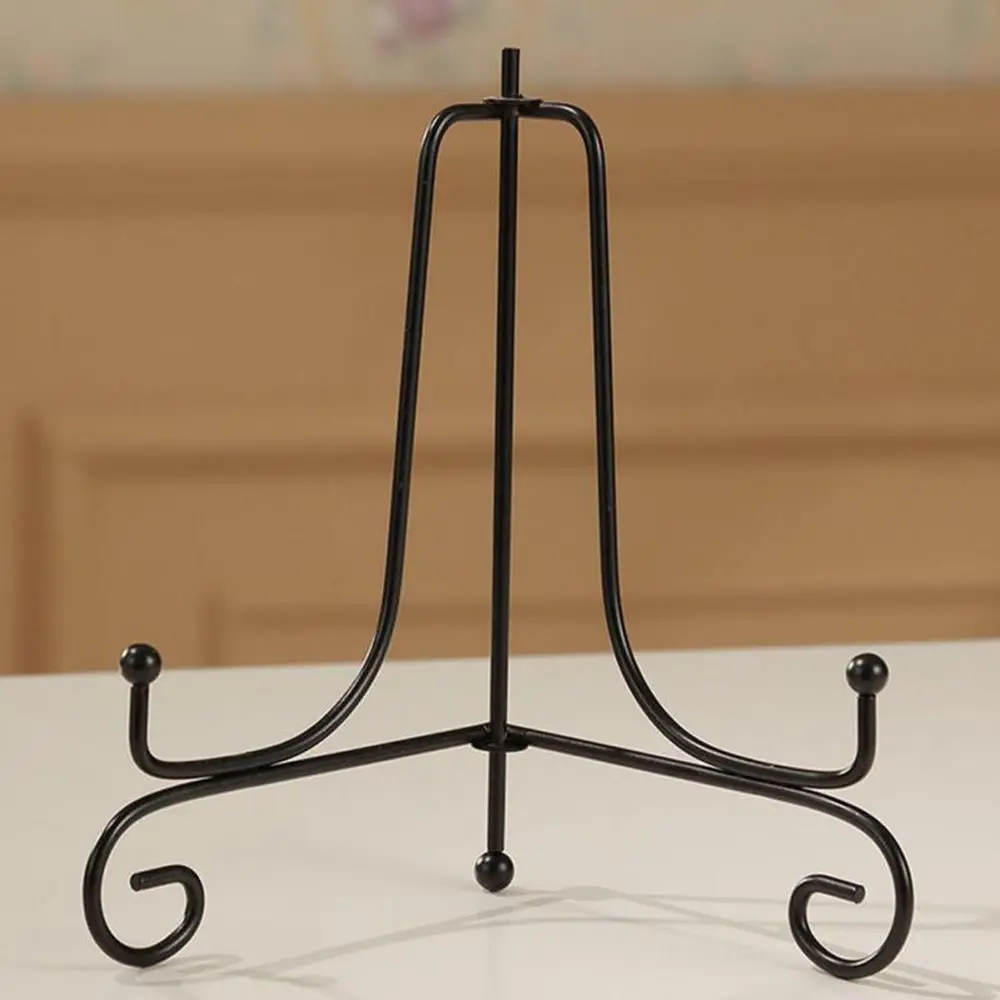 Home Decoration Photo Pedestal Book Holder Display Stand Black Iron Plate Rack Easel