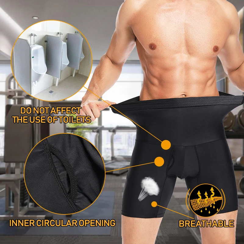 Mannen Body Shaper Hoge Taille Controle Slipje Ondergoed Boxer Briefs Buik Vormgeven Shorts Afslanken Trainer Compressie Shapewear