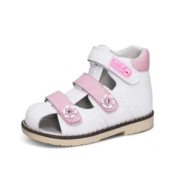 Ortolucpoiché scarpe da bambina per bambini sandali rosa ortopedici principessa per bambini calzature in pelle fiore bambino con solette ortotiche