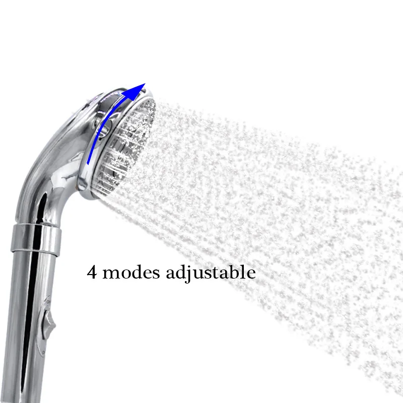 ZhangJi 4-function Shower Head Water Saving Chrome Bathroom ABS Showerhead with on/off Switch Round Handheld Sprinkler