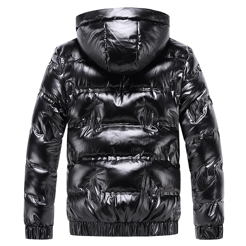 Veste d'hiver pour homme, manteau chaud et épais, à la mode, parkas à capuche, vêtements brillants, imperméable, taille 4XL, 2021, MY309