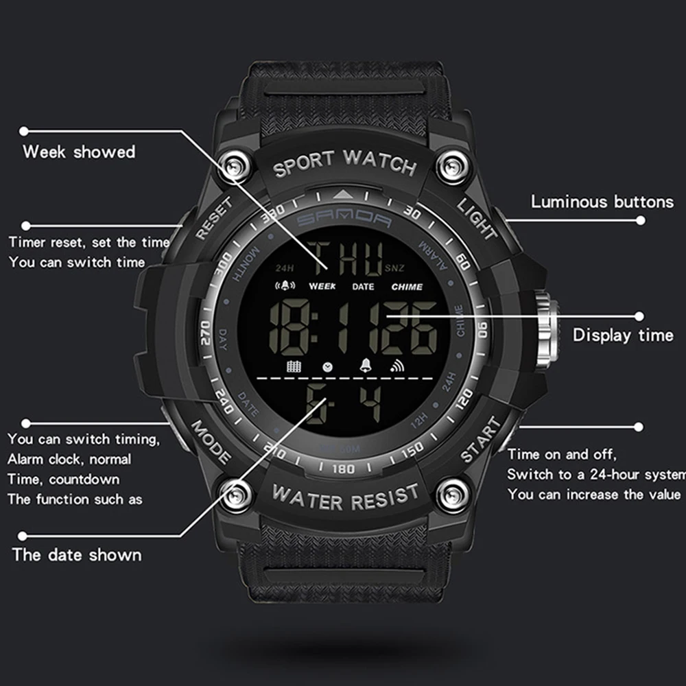 Sanda G Style Digital Watch Men Luxury Brand Military Fashion Sport Alarm Stopwatch Clock Male Relogio Masculino