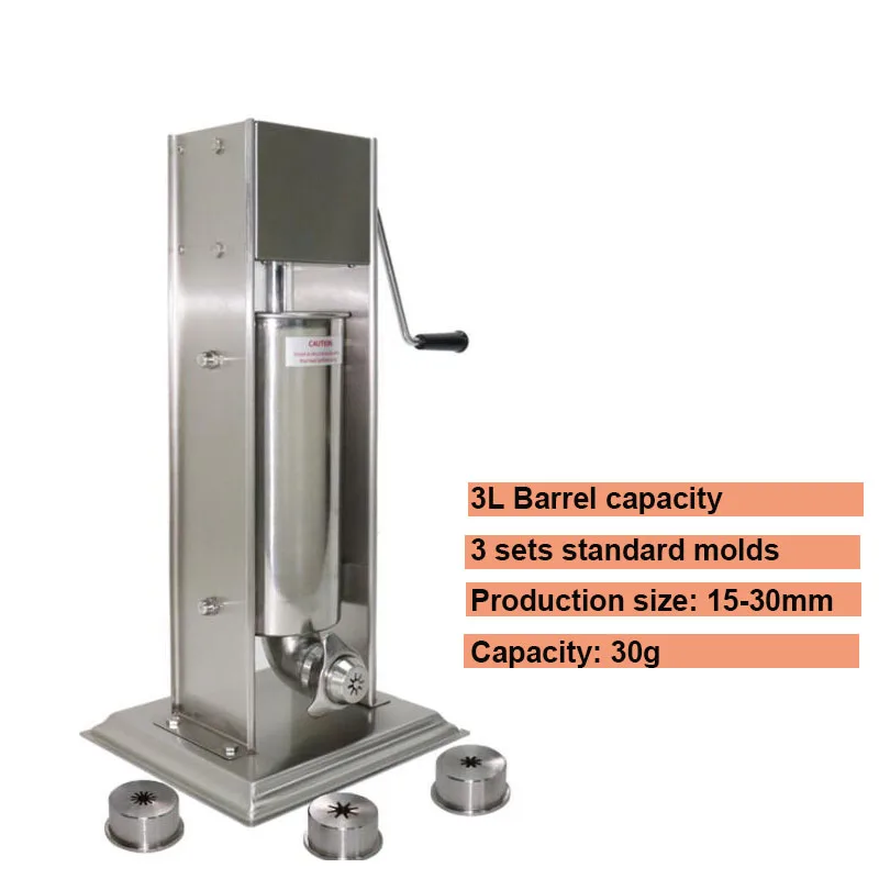 

15-30mm Churros Making Machine Stainless Steel Manual 3L Churros Maker with 3 Size Nozzles