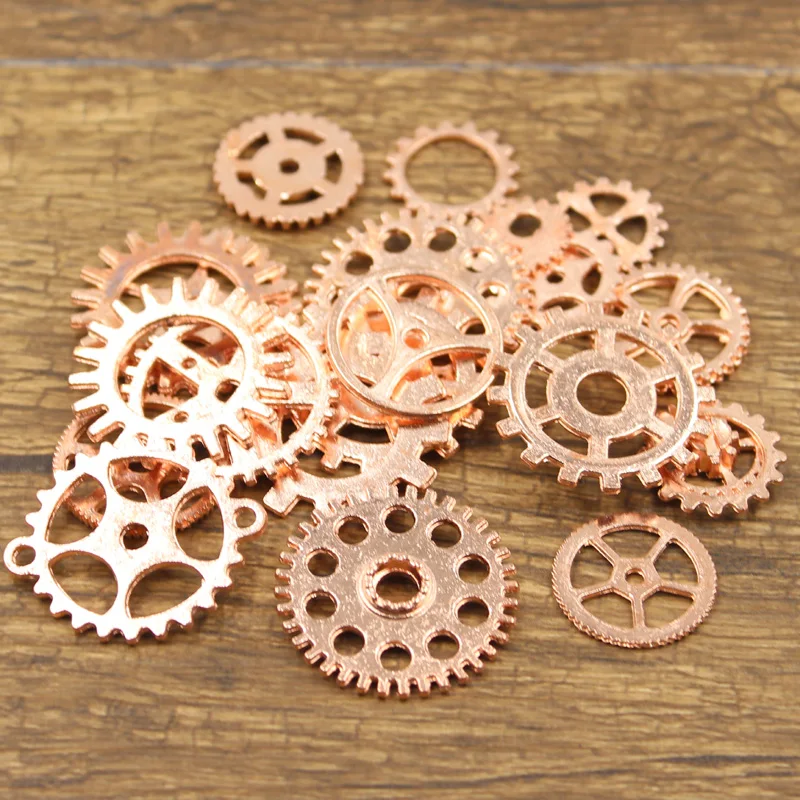 20PCS Mixed Bronze Gold Silver Color Gear Mechanical Steampunk Cogs Gears Pendants Making DIY Handmade Tibetan Finding Jewelry