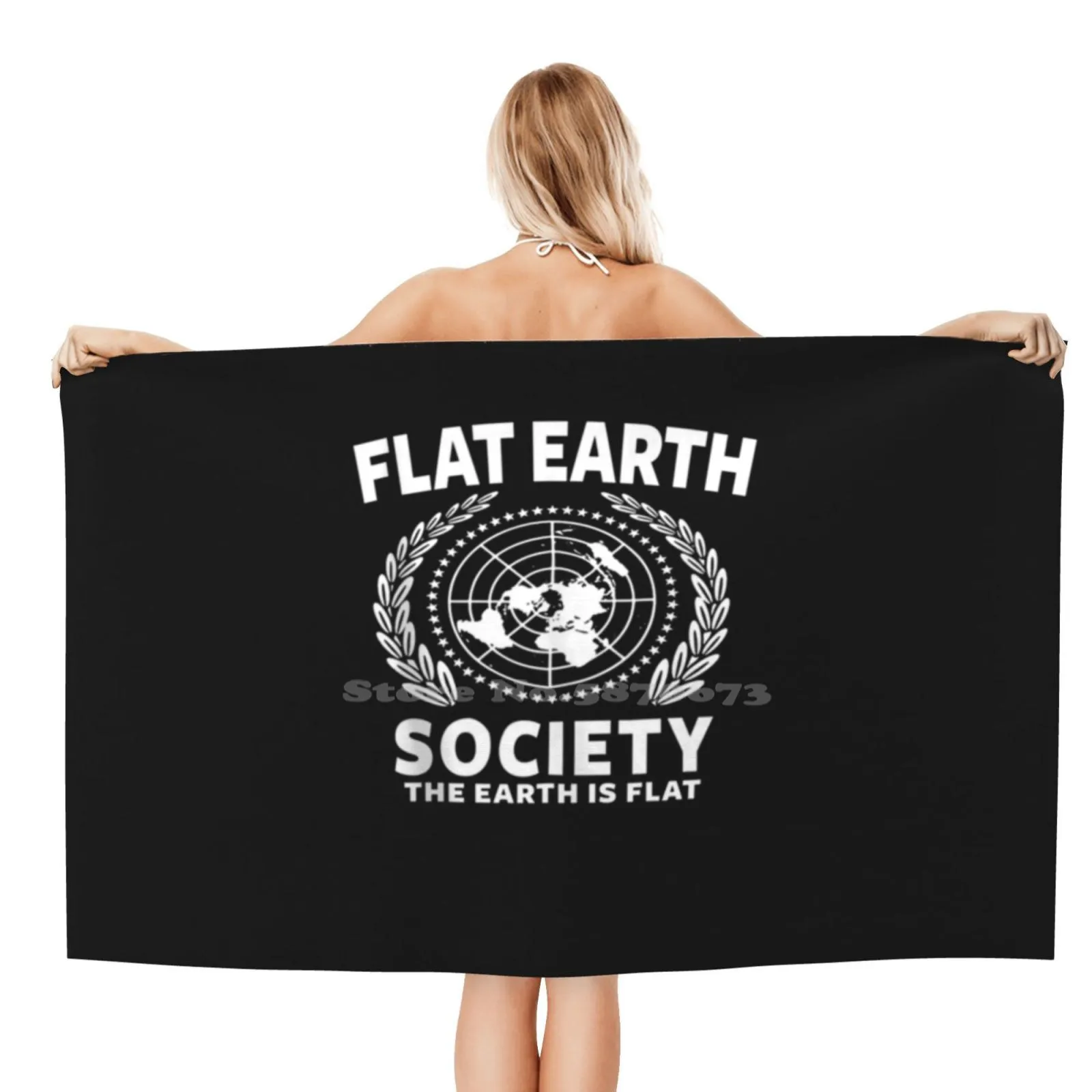 

Flat Earther - Flat Earth Society Large Bath Towel Beach Towel Sunscreen Blanket Earther Documentary World Theory Planets