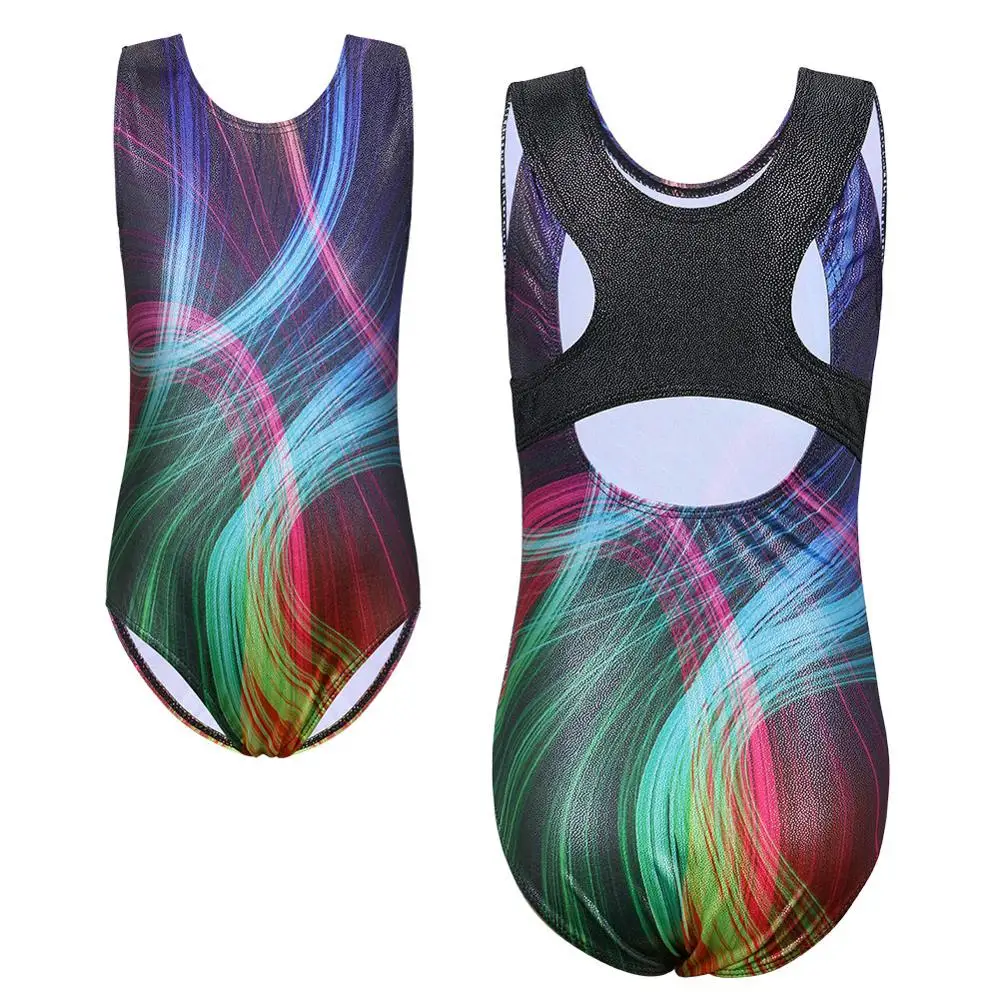 BAOHULU 3-12 Girls Galaxy Tank Ballet Leotard Athlete Costume Kids Sleeveless Gymnastics Leotard Bodysuit Practice Outfit