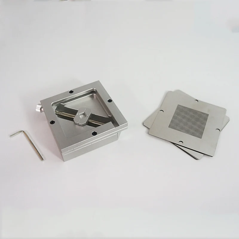 1 pcs Silver BGA reballing kit 90*90mm 90x90mm BGA reballing station with 10 PCS BGA Universal Stencil