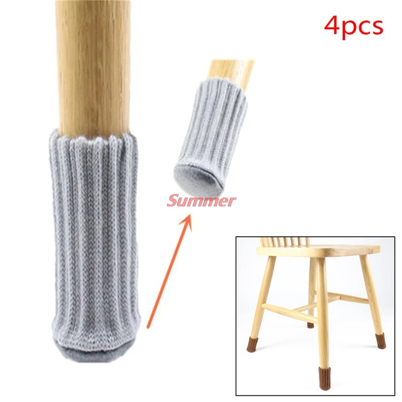 Calcetines de lana de punto para patas de silla, protección para el suelo, para mesa, muebles, funda para pies, rascador, 4 piezas