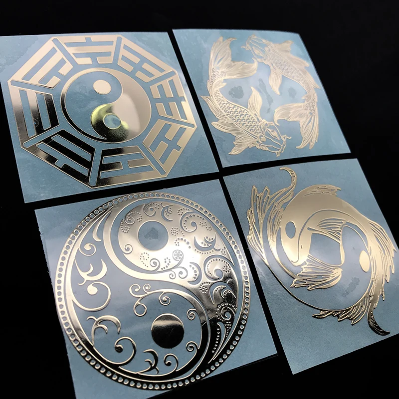 Pegatina de metal para teléfono móvil, decoración de tableta, ordenador, calcomanía de transferencia de Tai Chi