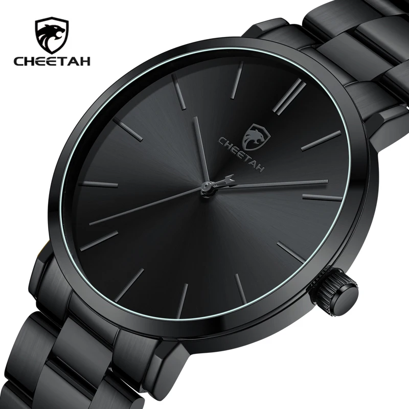 

CHEETAH Men's Quartz Watch Fashion Business Simple Large Dial Watches Male Top Brand Waterproof Stainless Steel Wristband Clock