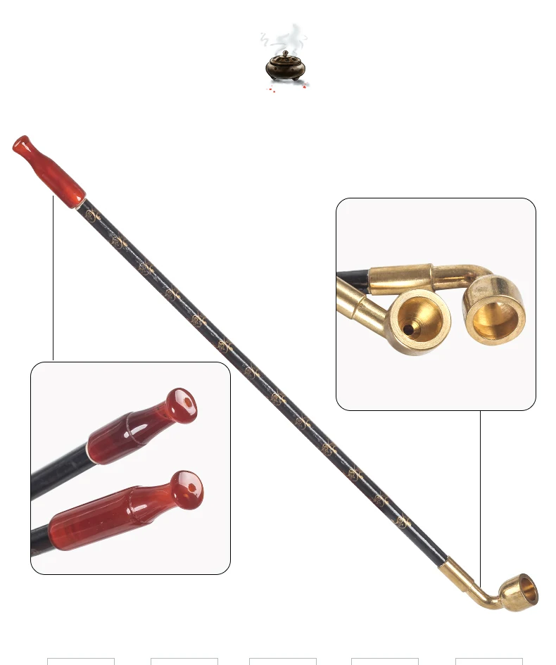 cigarette stem Chinese long stem Vintage tobacco smoking pipes wood Red jade cigarette  holder Pipes Smoking With Tobacco bag Pendant S/M/L/XL