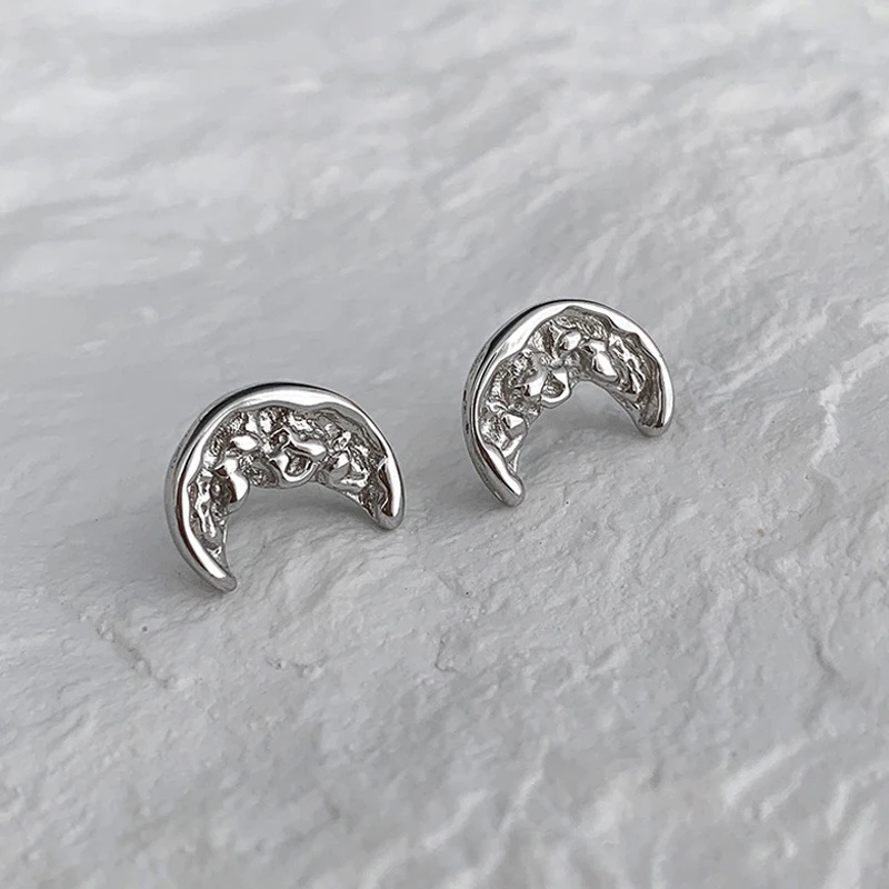 KOFSAC-pendientes de tuerca de luna creciente de Lava para mujer, joyería de plata de ley 2022, pendiente de mujer con personalidad Simple, novedad de 925