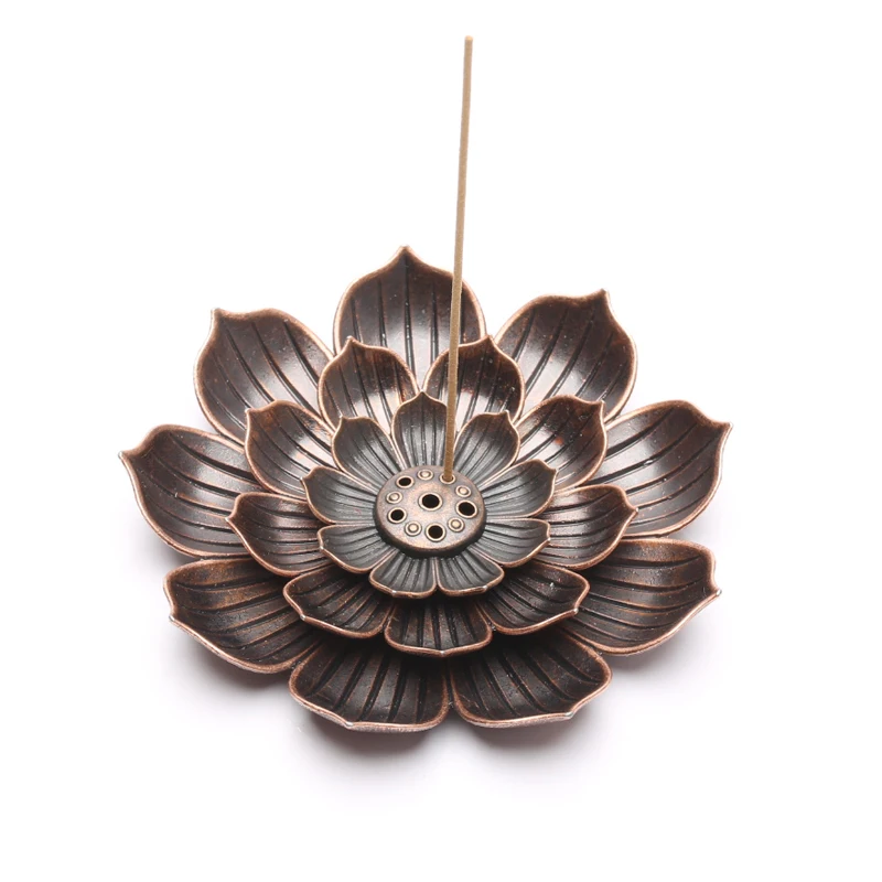 Simple and elegant Lotus incense Burning plate copper alloy 5 hole slot Ash tray Aesthetic design