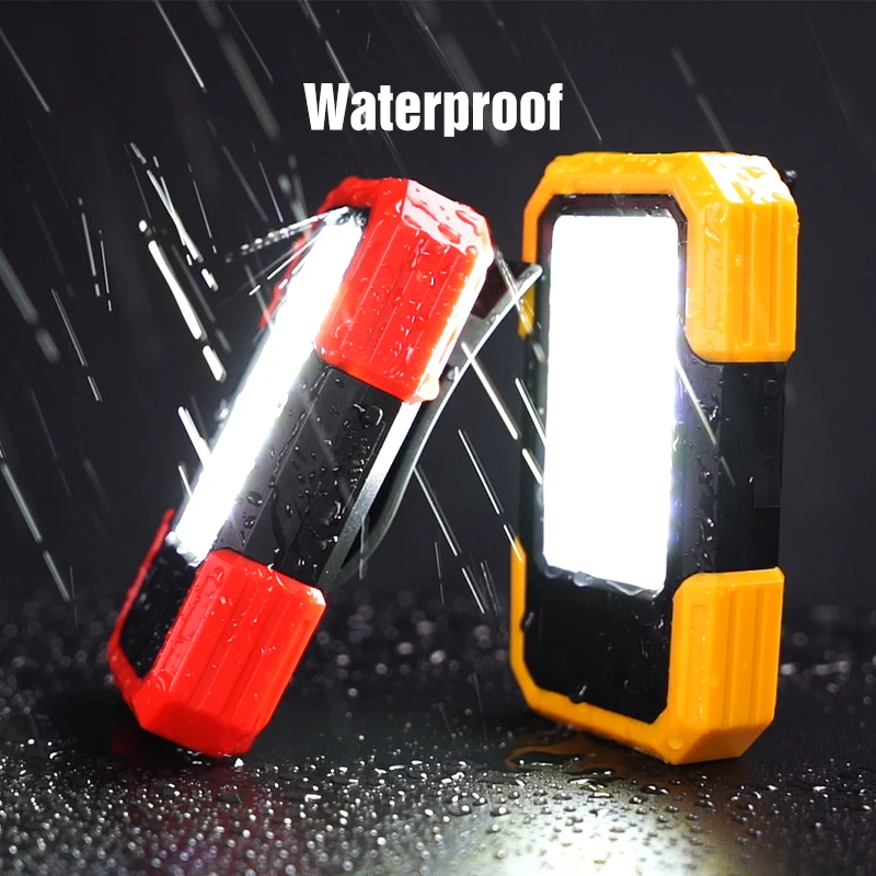 Battery Powered COB Work Lamp 3 Lighting Modes LED Work Light Magnetic Base & Clip Portable Flashlight For Outdoor Car Repair