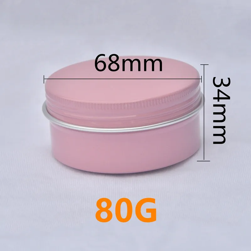 Wholesale 50/100pcs 80g 80ML Aluminum Tins Cream Boxs Cosmetic Containers Hair Wax/Handmade Soap Pots Pink Threaded Aluminum Box