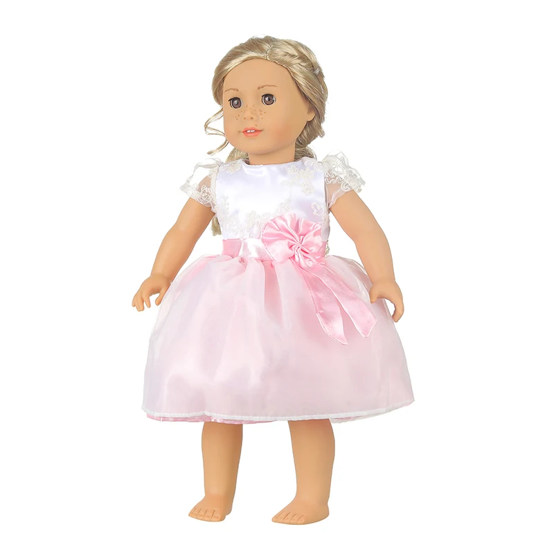 18 Inch American Doll 25 Colors Princess Doll Dress Doll Skirt Clothes For 43cm Baby Rebon Doll Pink Dress Fit Girl Doll Toy