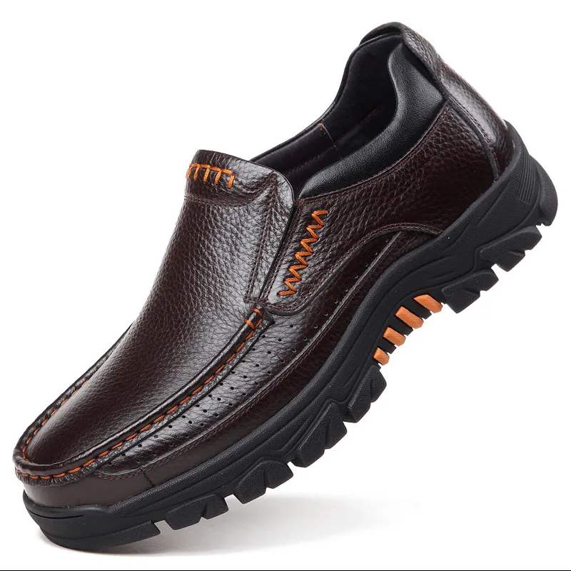 

Genuine Leather Shoes Men Loafers Soft Cow Leather Men Casual Shoes Pop Male Footwear Black Brown Slip-on A2088