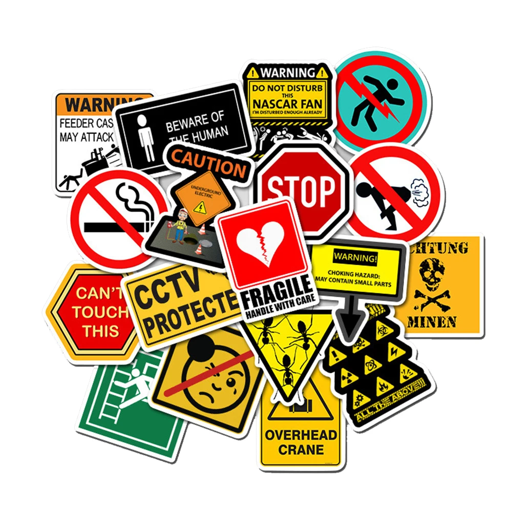 10/30/50PCS Warning Signs Warning Personalized Graffiti Stickers Luggage Car Stickers Waterproof Wholesale